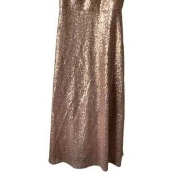 NWT Dessy Collection Sleeveless V Neck Sequin A Line Midi Dress 0 Rose Gold - Picture 11 of 13